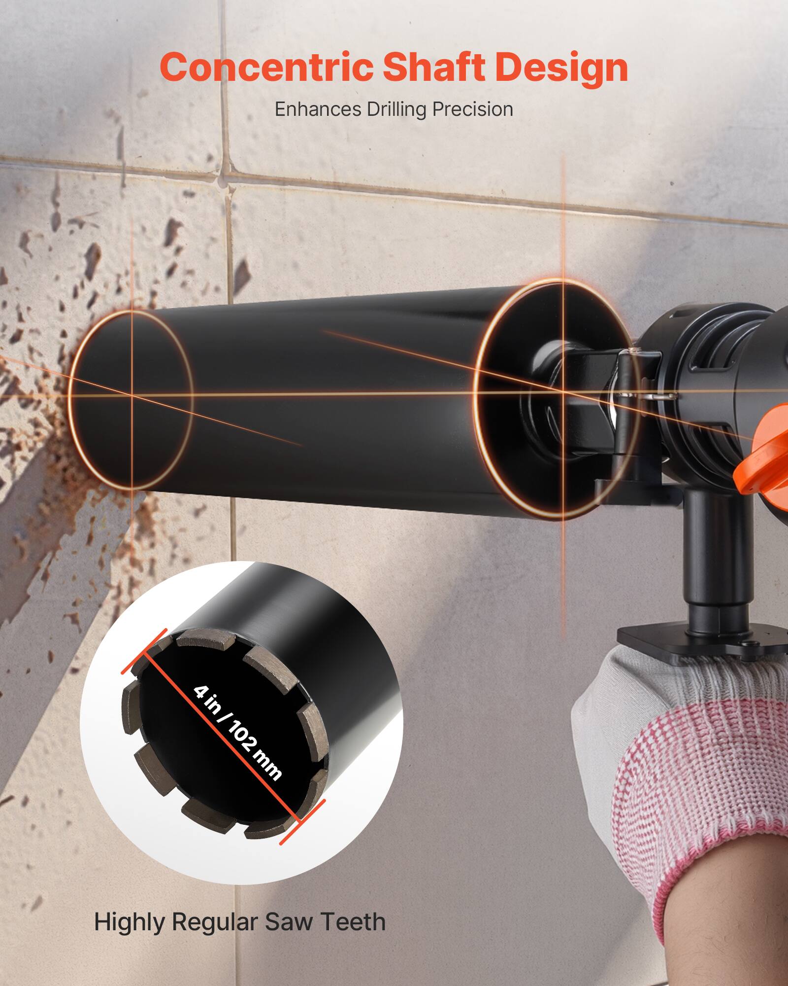 Concentric Shaft Design Enhances Drilling Precision  
4 in / 102 mm  
Highly Regular Saw Teeth