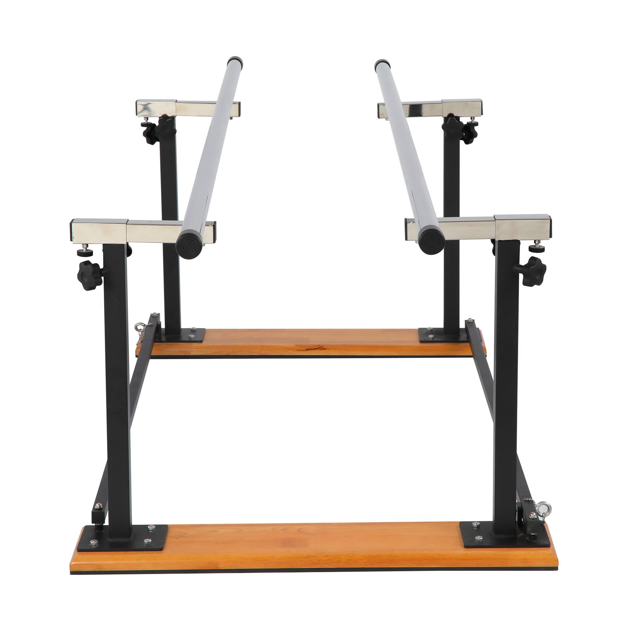 Back. Viva Comfort - 350 lbs. Capacity 7 ft. Heavy-Duty Steel Foldable Parallel Bars for Physical Therapy - Matte Black.