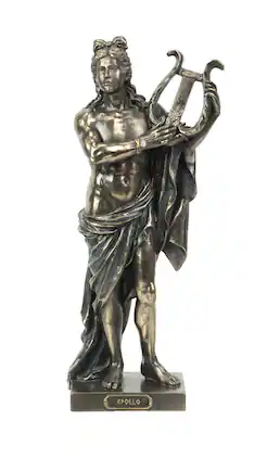 Veronese Design - Classic Ancient Greek God Apollo Holding His Lyre Finished Tabletop Statue - Bronze