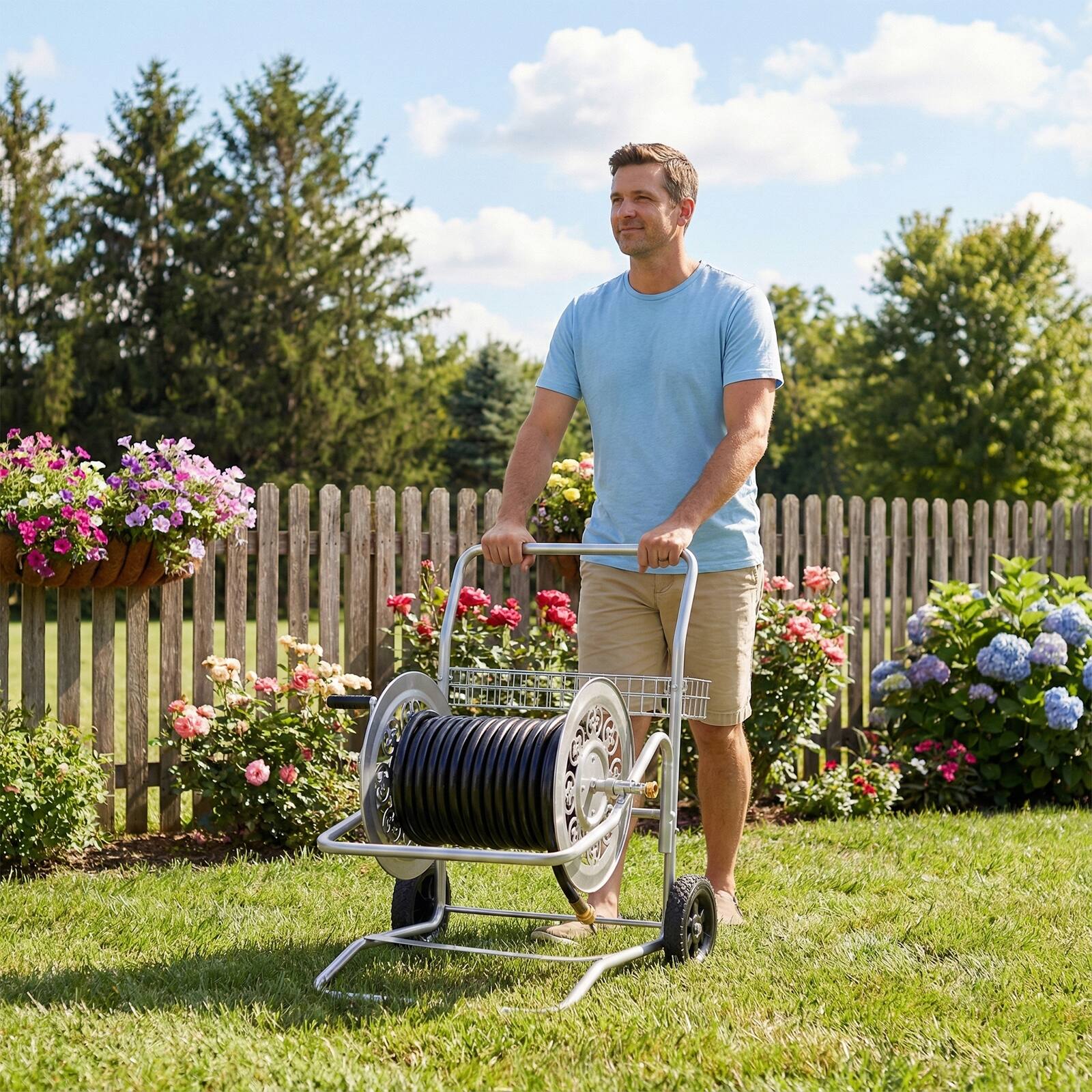 Alt View 1. Winado - Garden Hose Reel Cart, Heavy Duty Water Hose Cart for Outside, Lawn Watering, for Garden, Hold Up to 200ft.