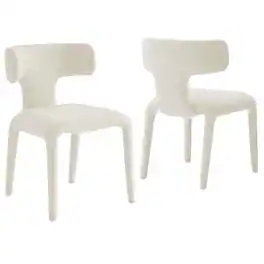 Stellan Curved Back Boucle Upholstered Dining Chair Set of 2 by Modway - White