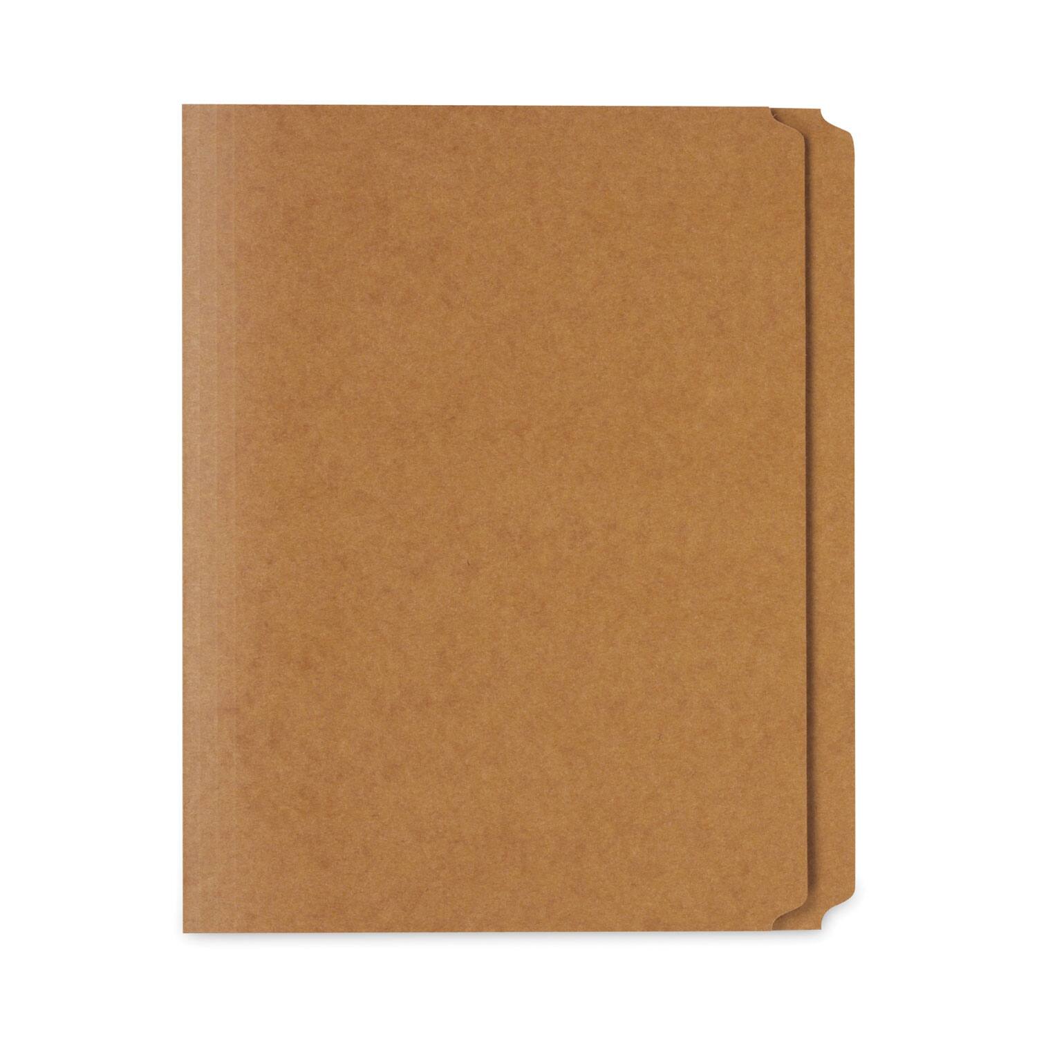 Back. Universal - Reinforced Kraft Top Tab File Folders, Straight Tabs, Letter Size, 0.75" Expansion, Brown, 100/Box.