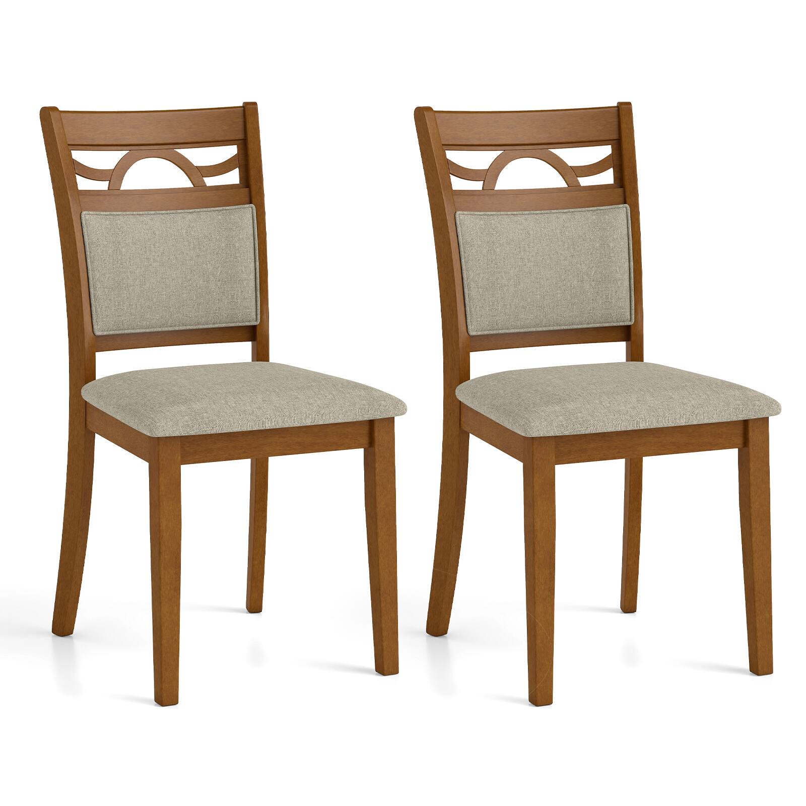 Alt View 9. Gymax - Gymax Dining Chairs Set of 4 w/Rubber Wood Frame Padded Seat & Backrest for Kitchen - Brown.