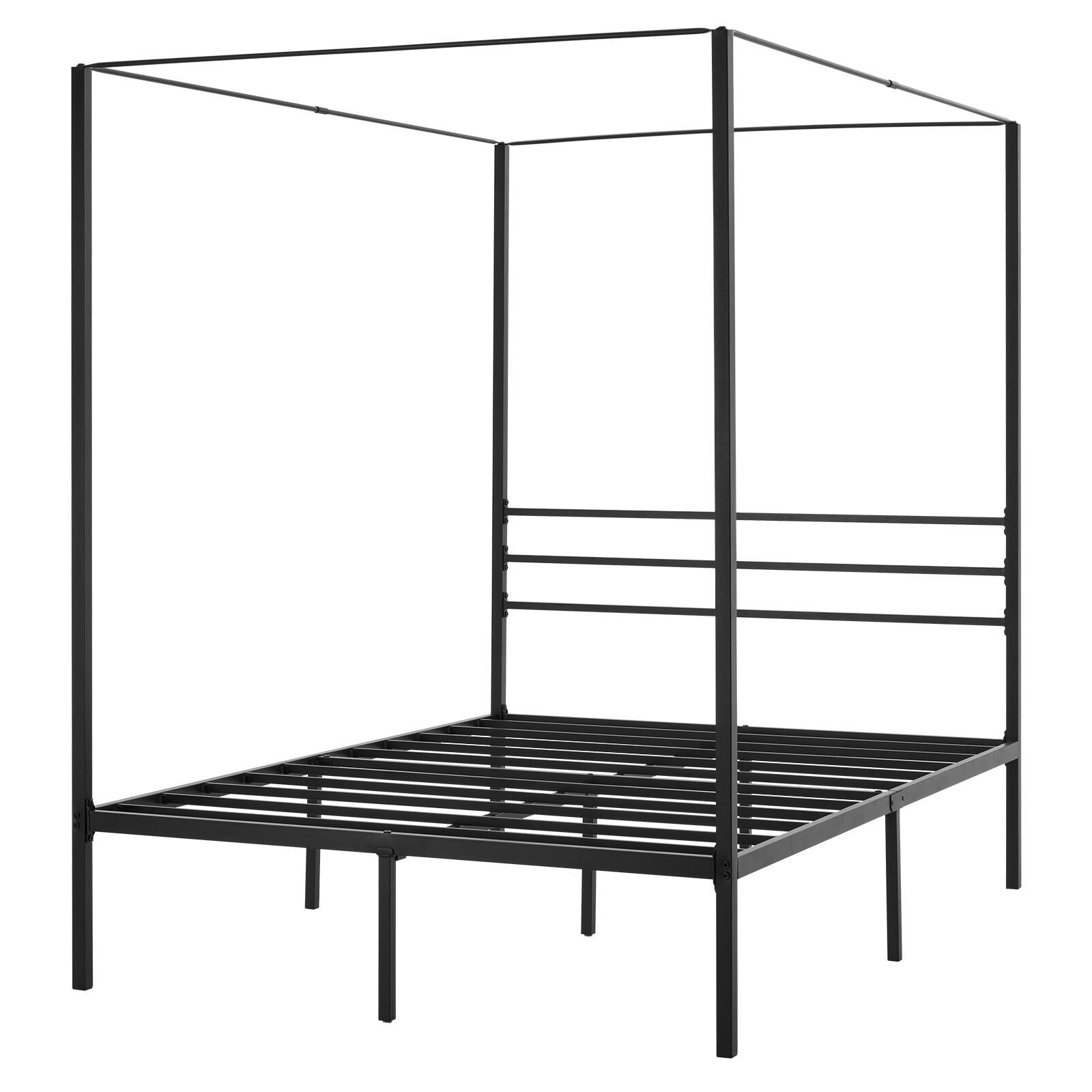 Alt View 5. VEVOR - Full Size Canopy Bed Frame, Metal Canopy Bed with Four Posters Design, Heavy Duty Steel Slats Support - Black.