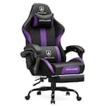 GTPlayer - Gaming Chair with Pocket Spring Cushion PU Leather Ergonomic Computer Chair with Footrest and Lumbar Support - Purple