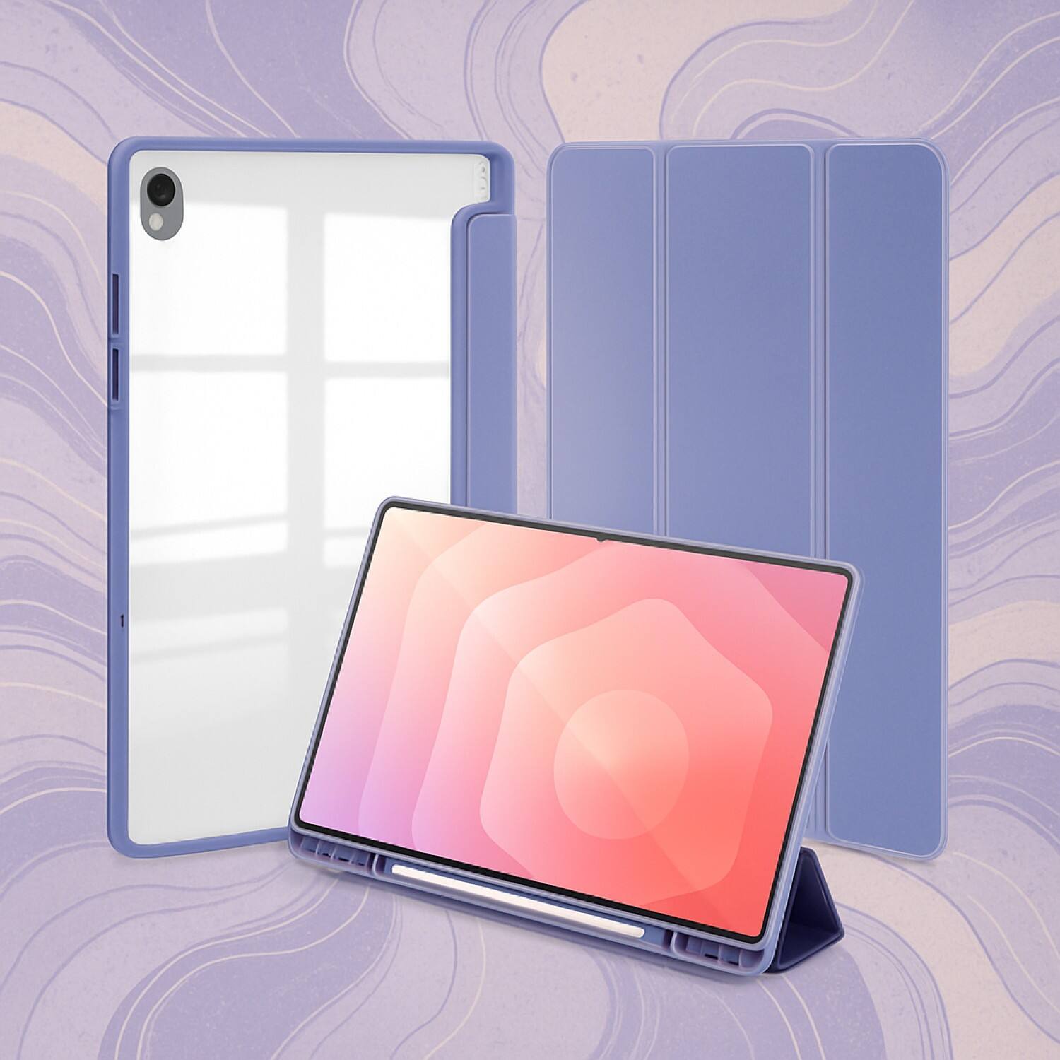 Alt View 4. SaharaCase - Samsung Galaxy Tab S11 Folio Case | Transparent Back | Slim & Durable | Venture Series - Orchid Purple.