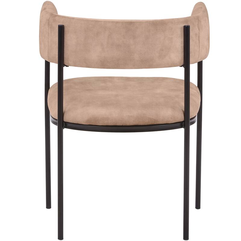 Alt View 4. LeisureMod - Cyril Modern Leather/Velvet/Suede Fabric U-Shaped Dining Chair with Iron Frame for Home Dining Room or Office - Light Brown.