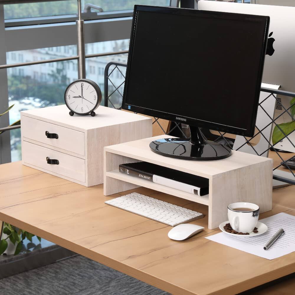 Alt View 6. Paradigms Interiors - Desk Organizer Drawers For Office Supplies Kitchen Storage - Wood Makeup Box/countertop Chest Dresser Woode... - White.