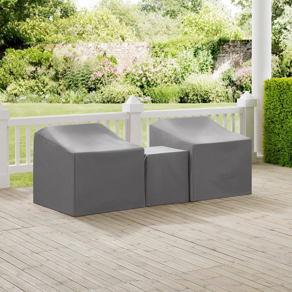 Alt View 2. Crosley Furniture - 3Pc Outdoor Furniture Cover Set - Two Armchairs & End Table - Gray.