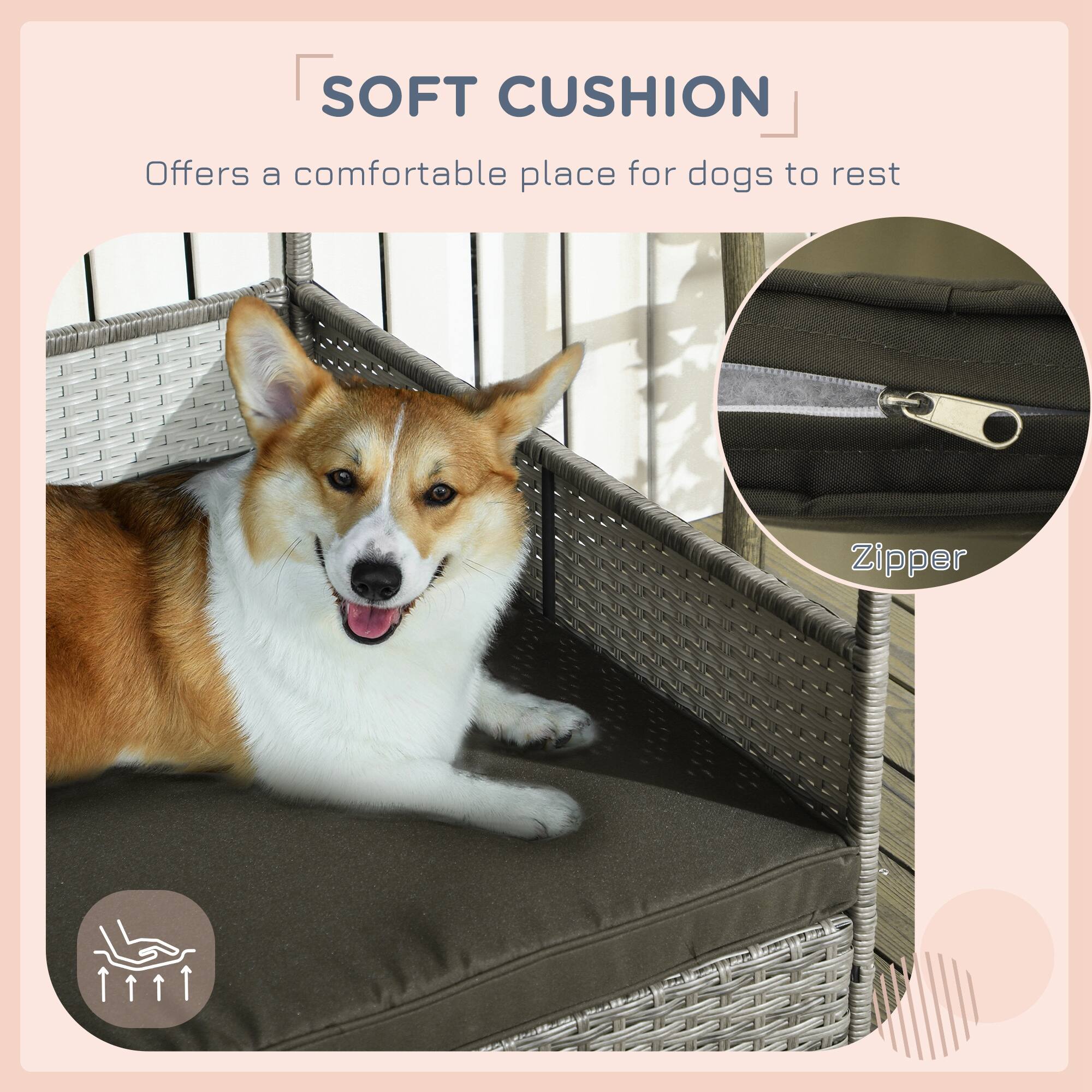 SOFT CUSHION  
Offers a comfortable place for dogs to rest  

Zipper
