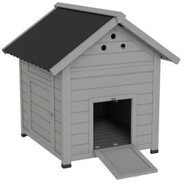 Pawhut - Coop, Wooden Duck House with Openable Roof & Double Doors - Light Gray