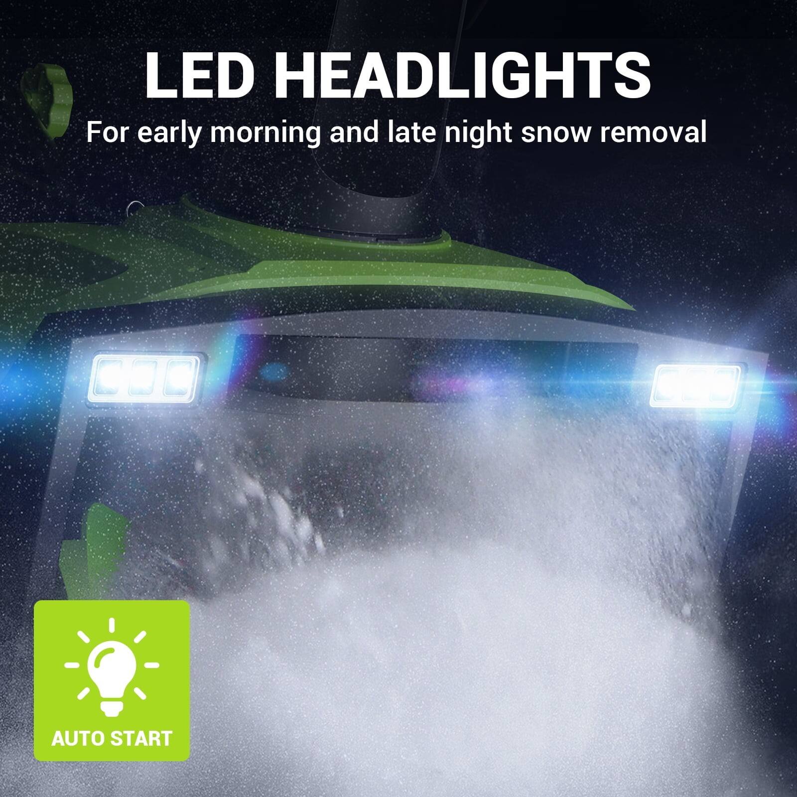 LED HEADLIGHTS  
For early morning and late night snow removal  

AUTO START