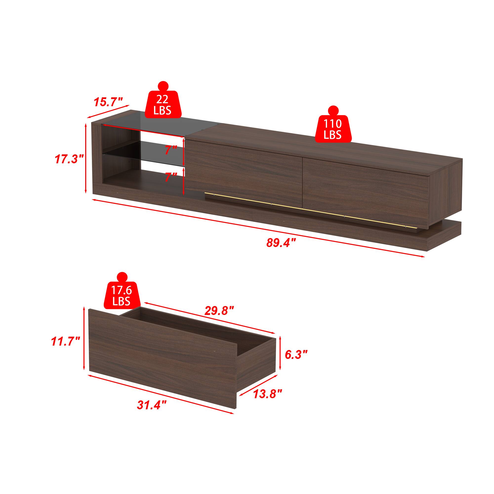 15.7" x 17.3" x 7" x 7" (22 LBS)  
89.4" x 11.7" x 13.8" x 6.3" (110 LBS)  
31.4" x 29.8" x 11.7" x 17.6 LBS