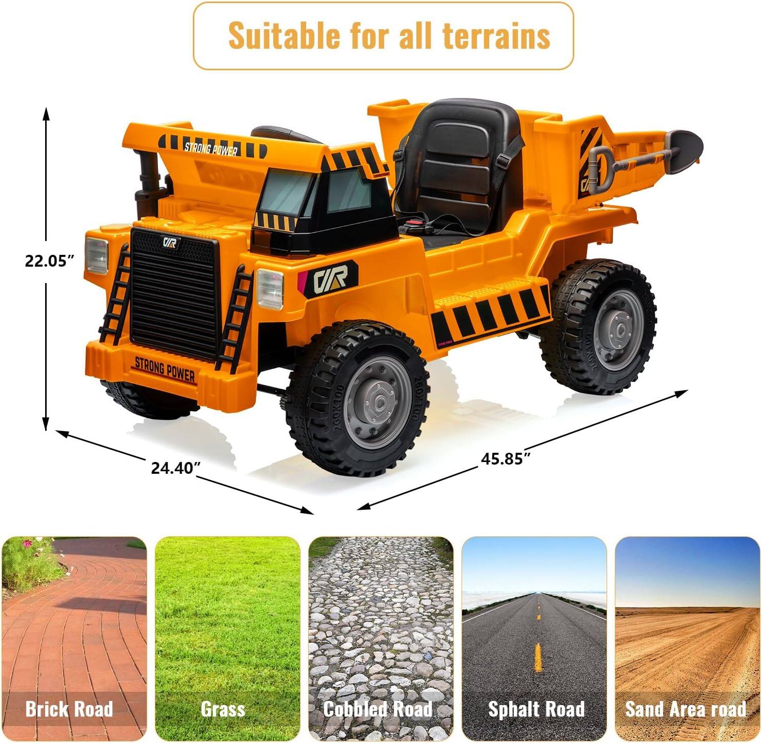 Suitable for all terrains

- 22.05"
- 24.40"
- 45.85"

Brick Road
Grass
Cobbled Road
Sphalt Road
Sand Area road
