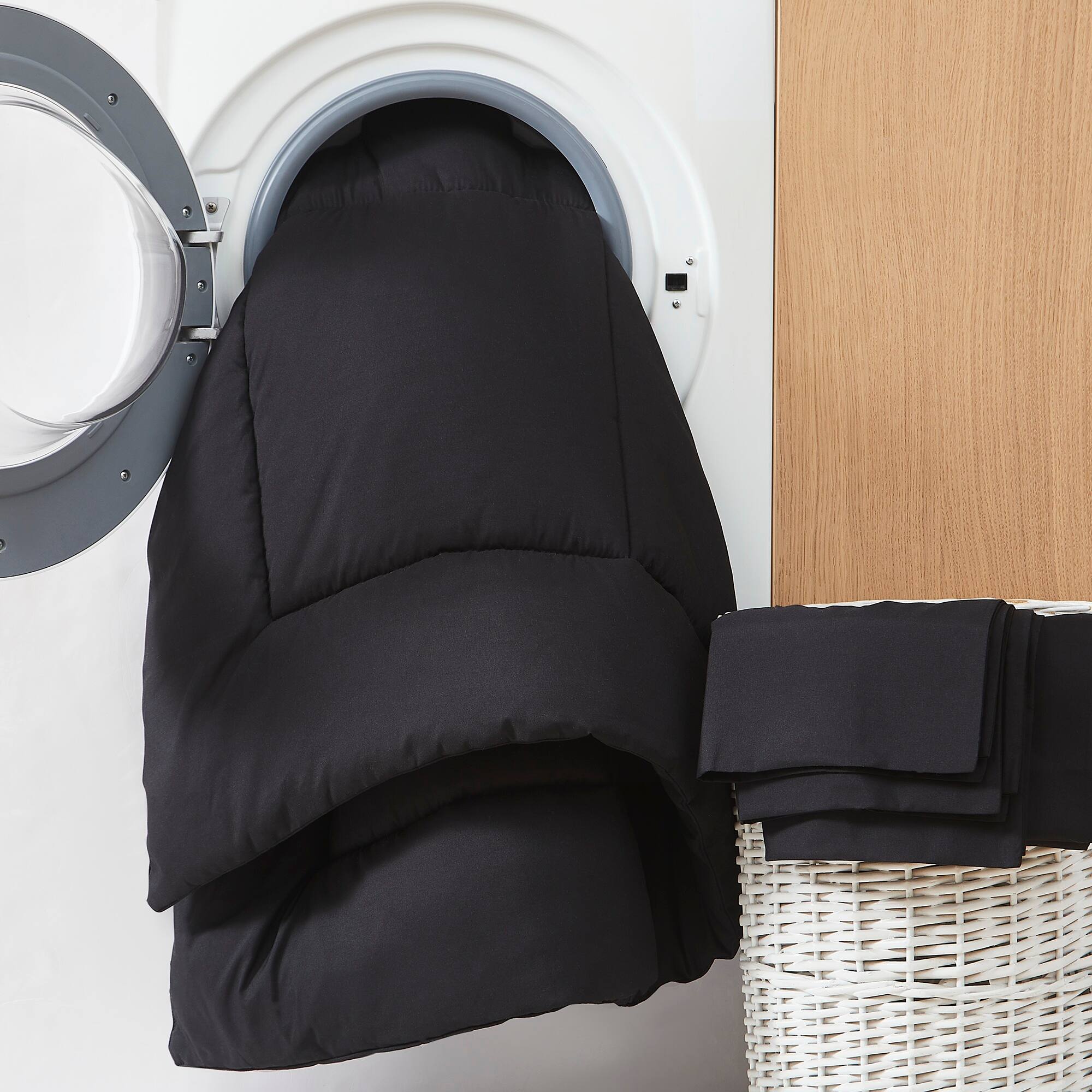 Alt View 1. Sweet Home Collection - All Season Reversible Bed-in-A-Bag Solid Color Comforter & Sheet Set, Twin - Black.