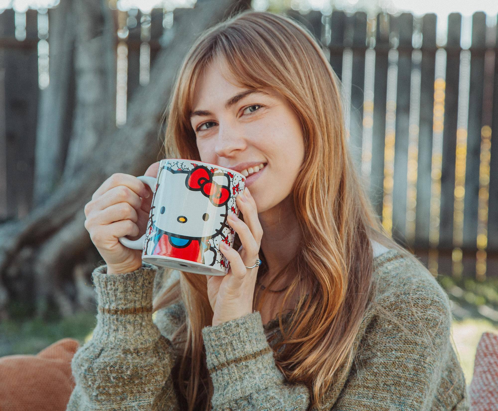 Alt View 2. Silver Buffalo - Sanrio Hello Kitty Allover Faces Ceramic Mug | Holds 20 Ounces - Red.