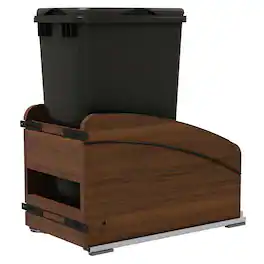 Rev-A-Shelf - Wood Pullout Waste Container, Soft-Close, 50 qt, Black - Walnut