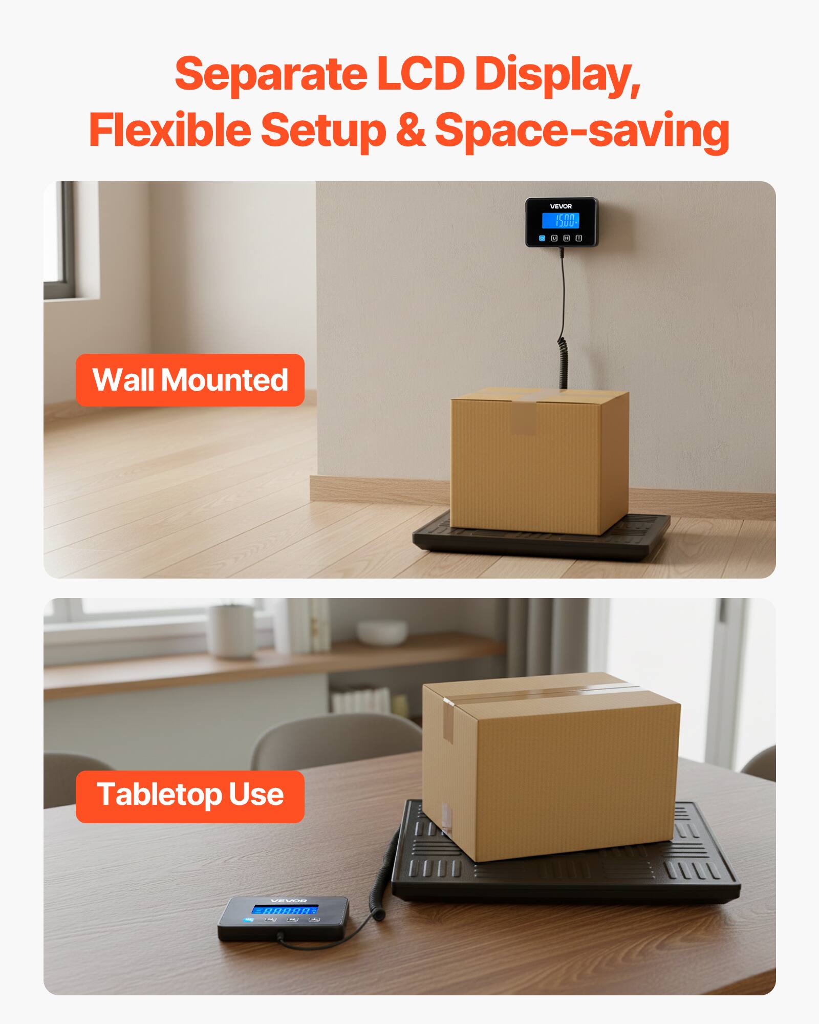 Separate LCD Display, Flexible Setup & Space-saving

- Wall Mounted
- Tabletop Use