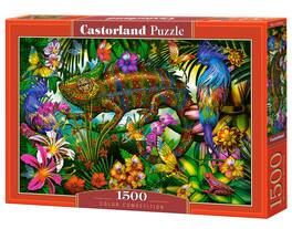 Castorland - 1500 Piece Jigsaw Puzzles, Color Competition, Chameleon, Animal puzzles, Colorful flowers, C-152162-2 - Red