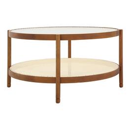 Ecooso - Modern Farmhouse Nesting Coffee Table Set: 1 Large + 1 Small Round Table - Brown