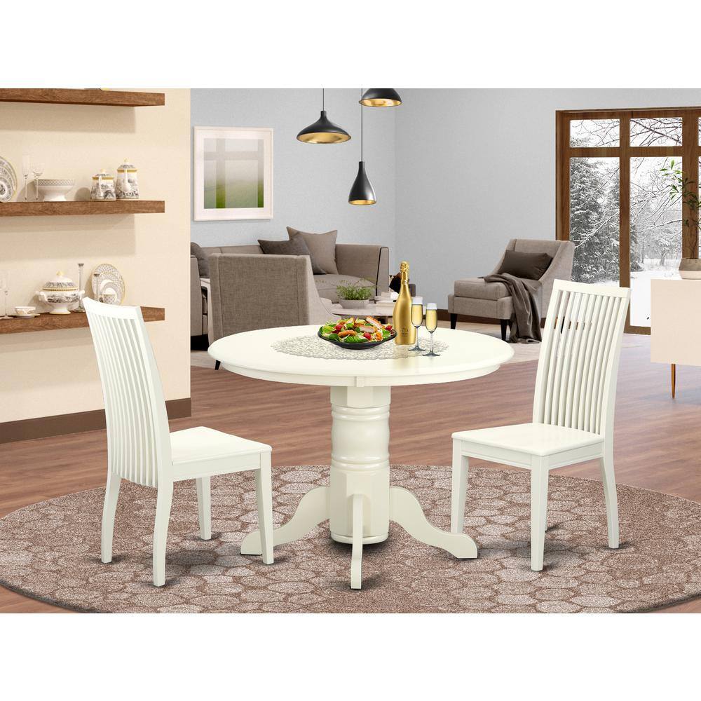 Left. East West Furniture - Dining Room Set Linen White - Brown.