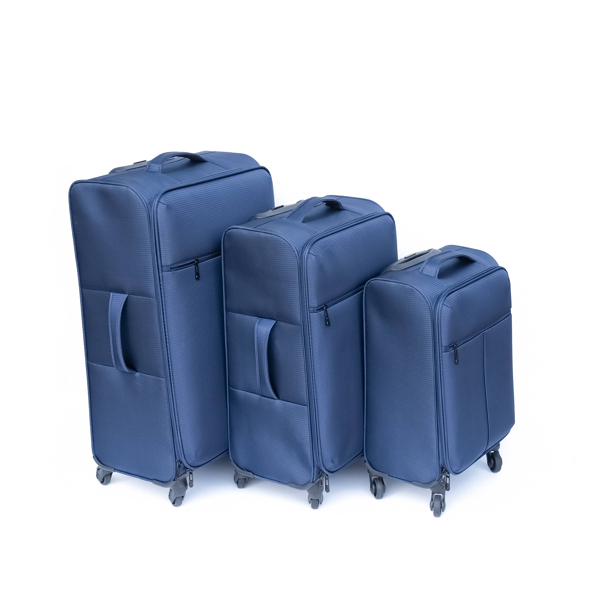 Alt View 4. Ecooso - High-Density Oxford Cloth Softside Suitcase with Silent Spinner Wheels and Adjustable Handle - Blue.