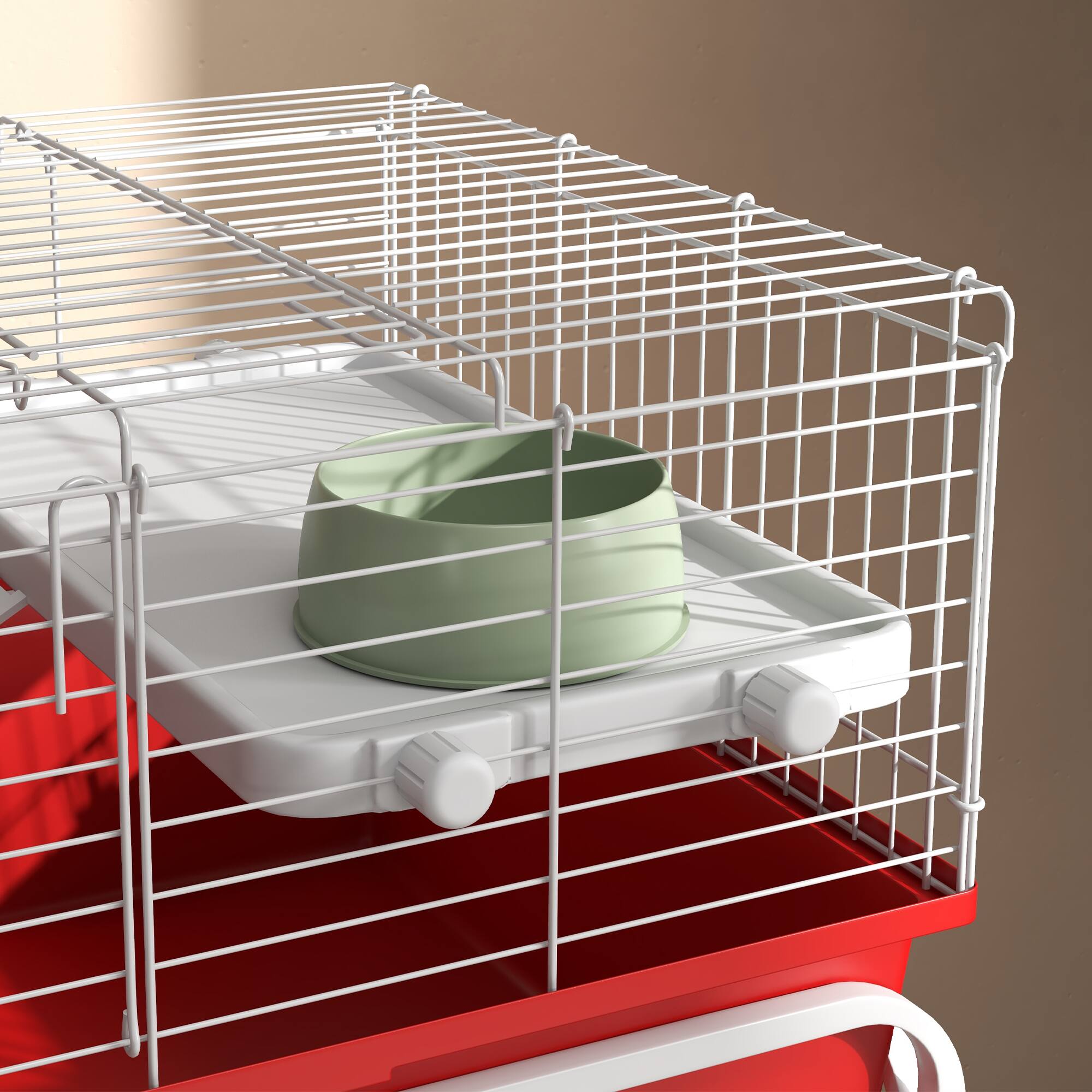 Alt View 5. Pawhut - Two-Story Small Animal Cage Removable from Stand, Guinea Pig, Hedgehog, Chinchilla, Shelf & Wheels, Pet Habitat.