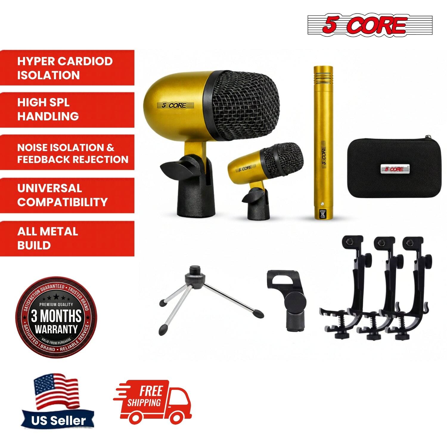 5 CORE HYPER CARDIOID ISOLATION HIGH SPL HANDLING  
5 CORE NOISE ISOLATION & FEEDBACK REJECTION  
CORE SCOKE  
CORE UNIVERSAL COMPATIBILITY  
X ALL METAL BUILD  
GUARANTEED TRUSTED SATISFACTION  
PREMIUM QUALITY  
3 MONTHS WARRANTY SERVICE  
SATISFIED CUSTOMER  
FREE SHIPPING