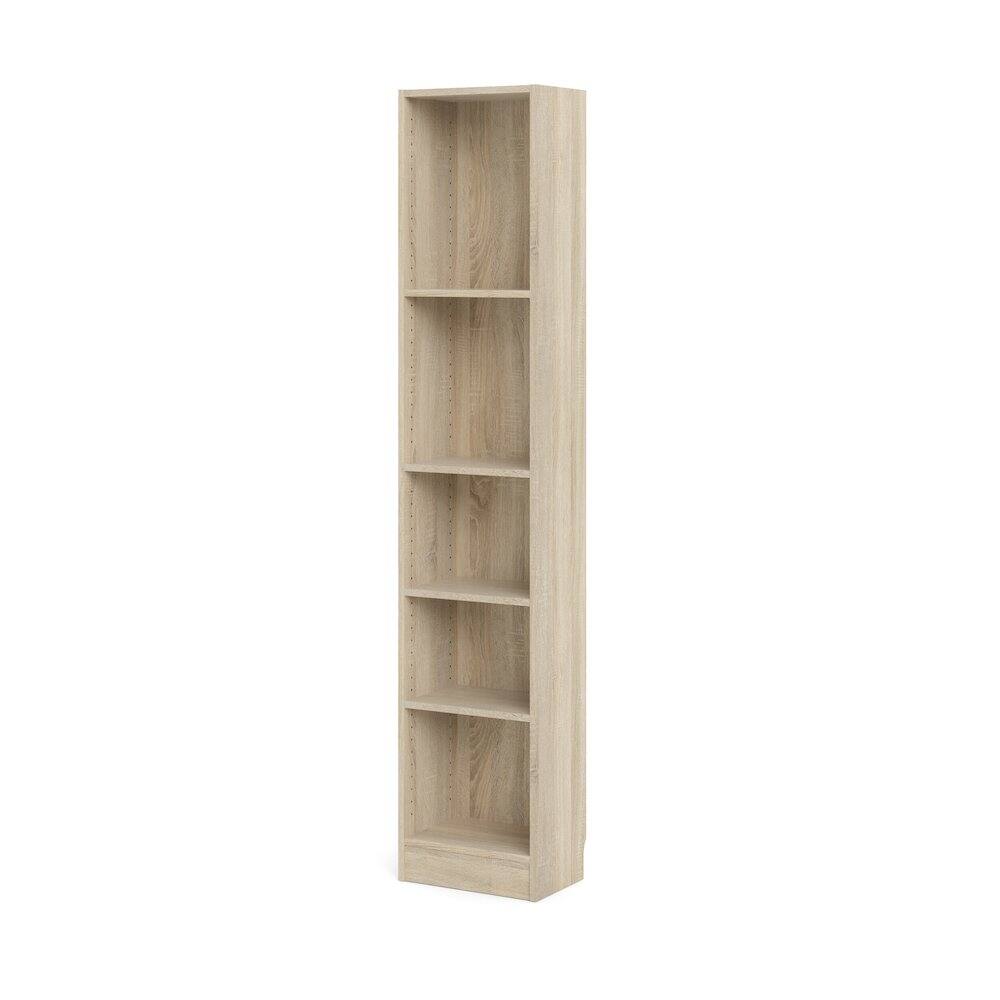 Angle. Tvilum - Element Tall Narrow 5-Shelf Office Bookcase, Oak Structure - Brown.