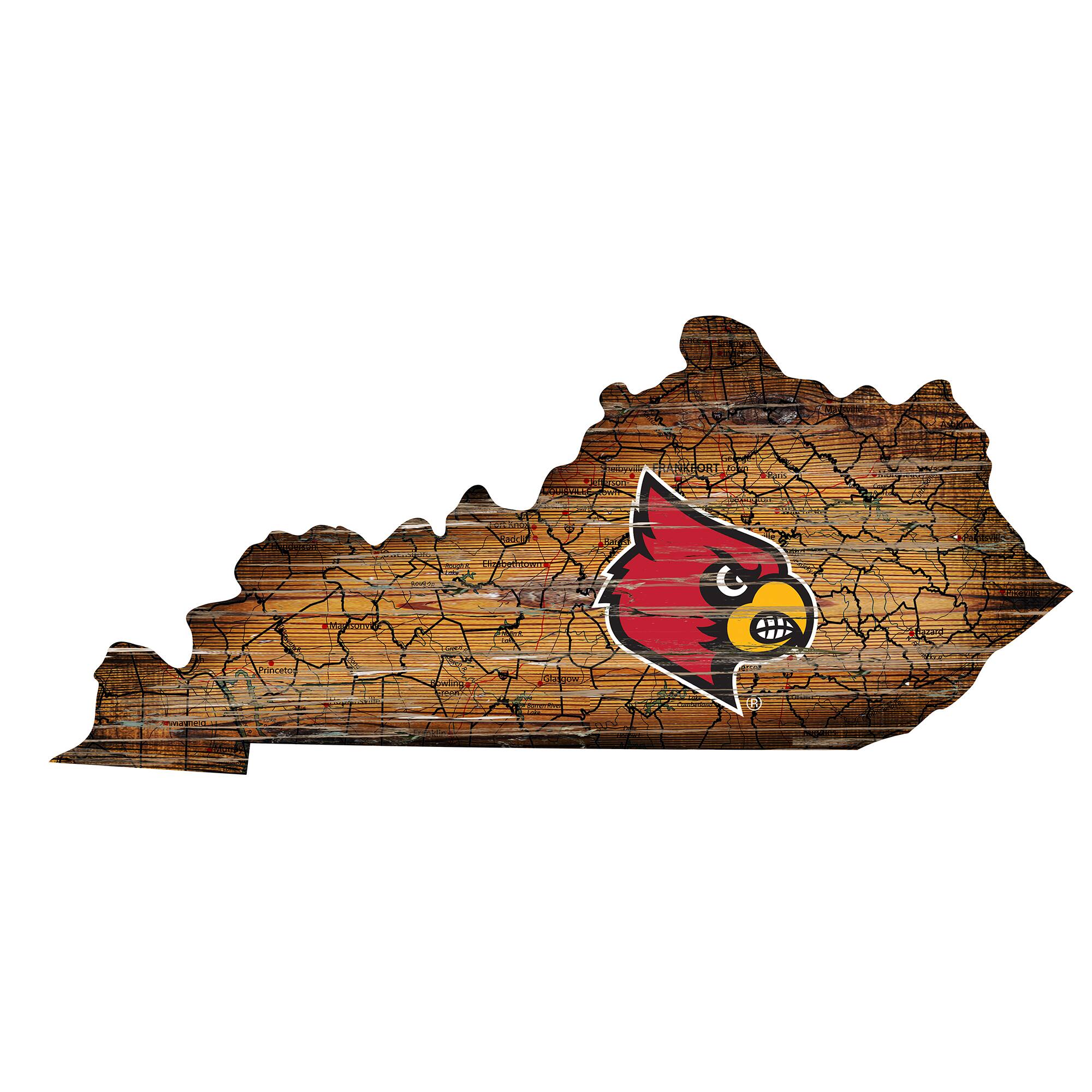 Louisville Cardinals 23.5" x 23.5" Distressed State with Logo Sign