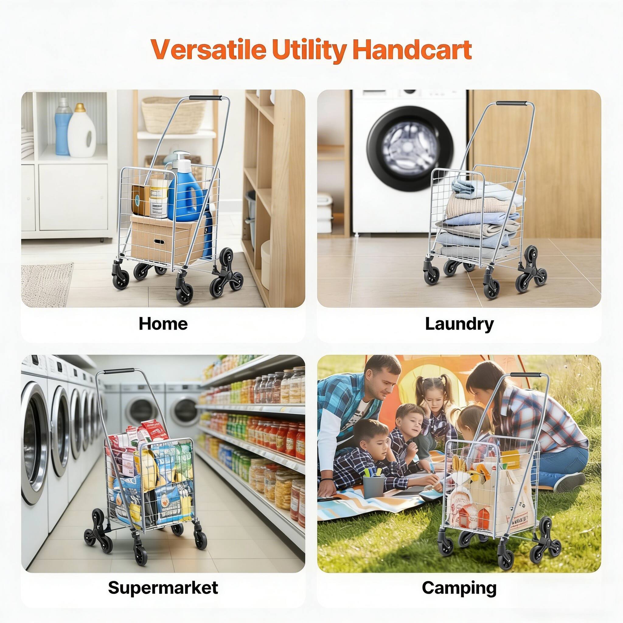 Versatile Utility Handcart

Home  
Laundry  
Supermarket  
Camping