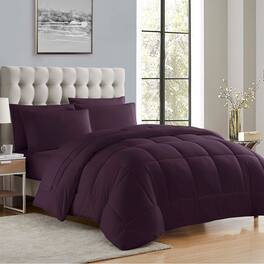 Sweet Home Collection - All Season Reversible Bed-in-A-Bag Solid Color Comforter & Sheet Set, Full - Purple