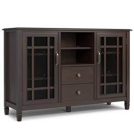 Simpli Home - Connaught SOLID WOOD 53 inch Wide Traditional TV Media Stand For TVs up to 60 inches - Dark Chestnut Brown
