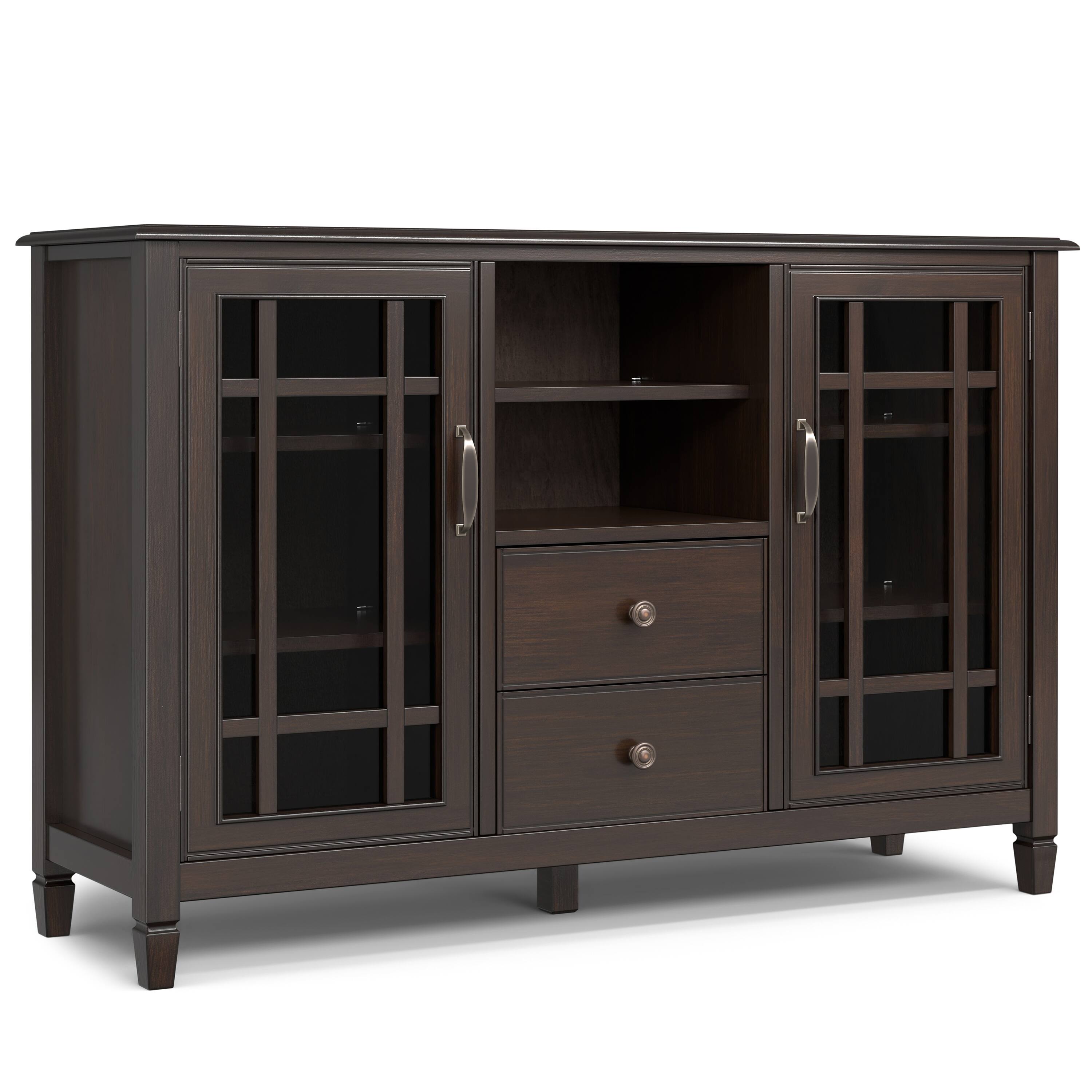 Front. Simpli Home - Connaught SOLID WOOD 53 inch Wide Traditional TV Media Stand in Dark Chestnut Brown For TVs up to 60 inches - Dark Chestnut Brown.