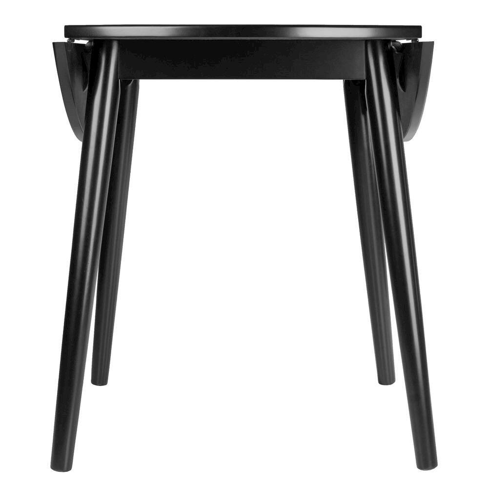 Angle. FurniFact - Round Drop Leaf Dining Table - Black.