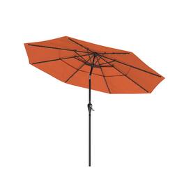Boyel Living - 11 ft. Aluminum Triple Top Vented Designed Tilt Outdoor Market Patio Umbrella with LED Lights - Orange
