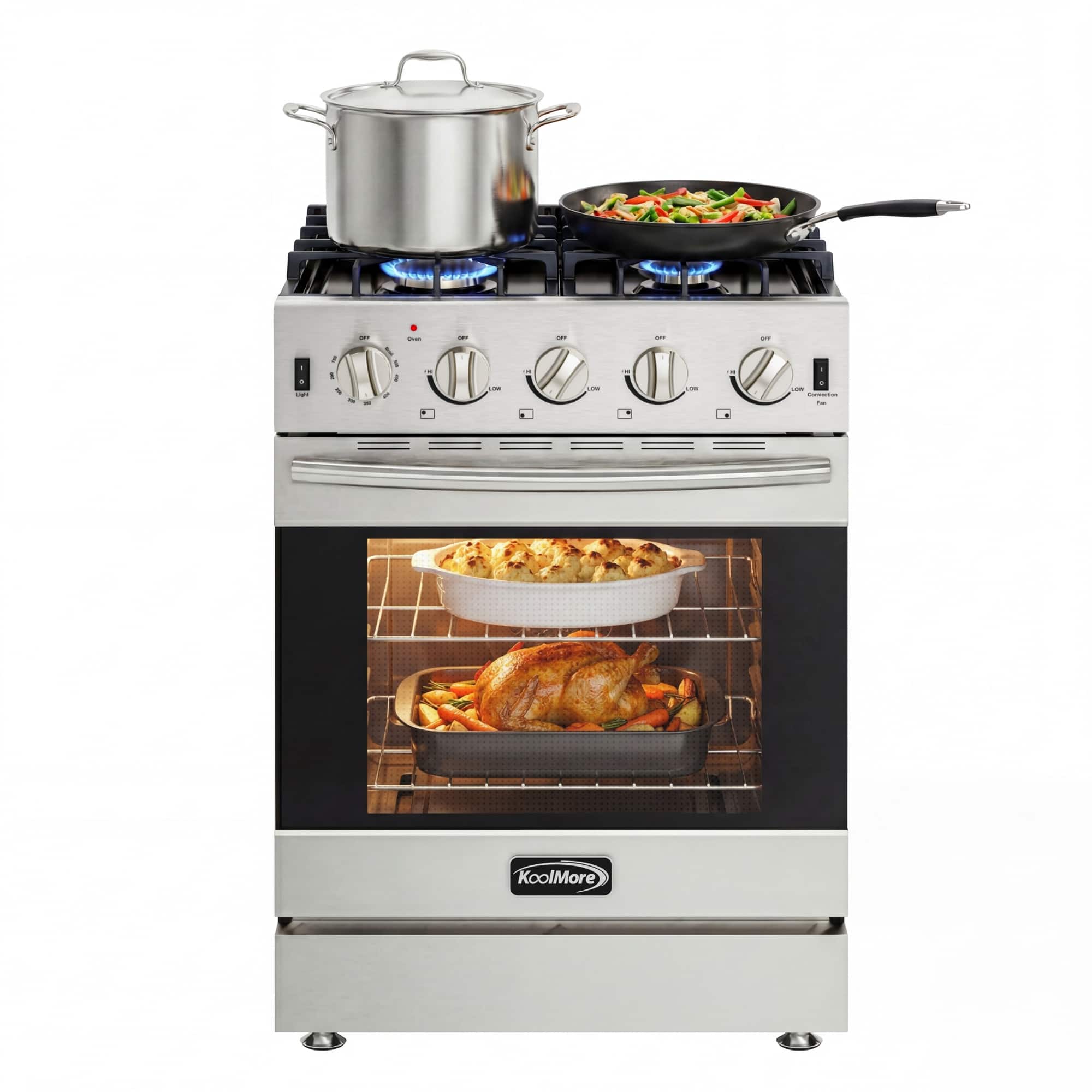 Koolmore - 24 in. 4-Burner Slide-in Gas Range Oven, 3.7 cu. ft. in Stainless-Steel (KM-SGR24-SS) - Stainless Steel