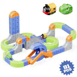 Contixo - MT4 Magnetic Track 91-Piece 3D Building Set with Rechargeable Motorized Race Car, Ages 3+
