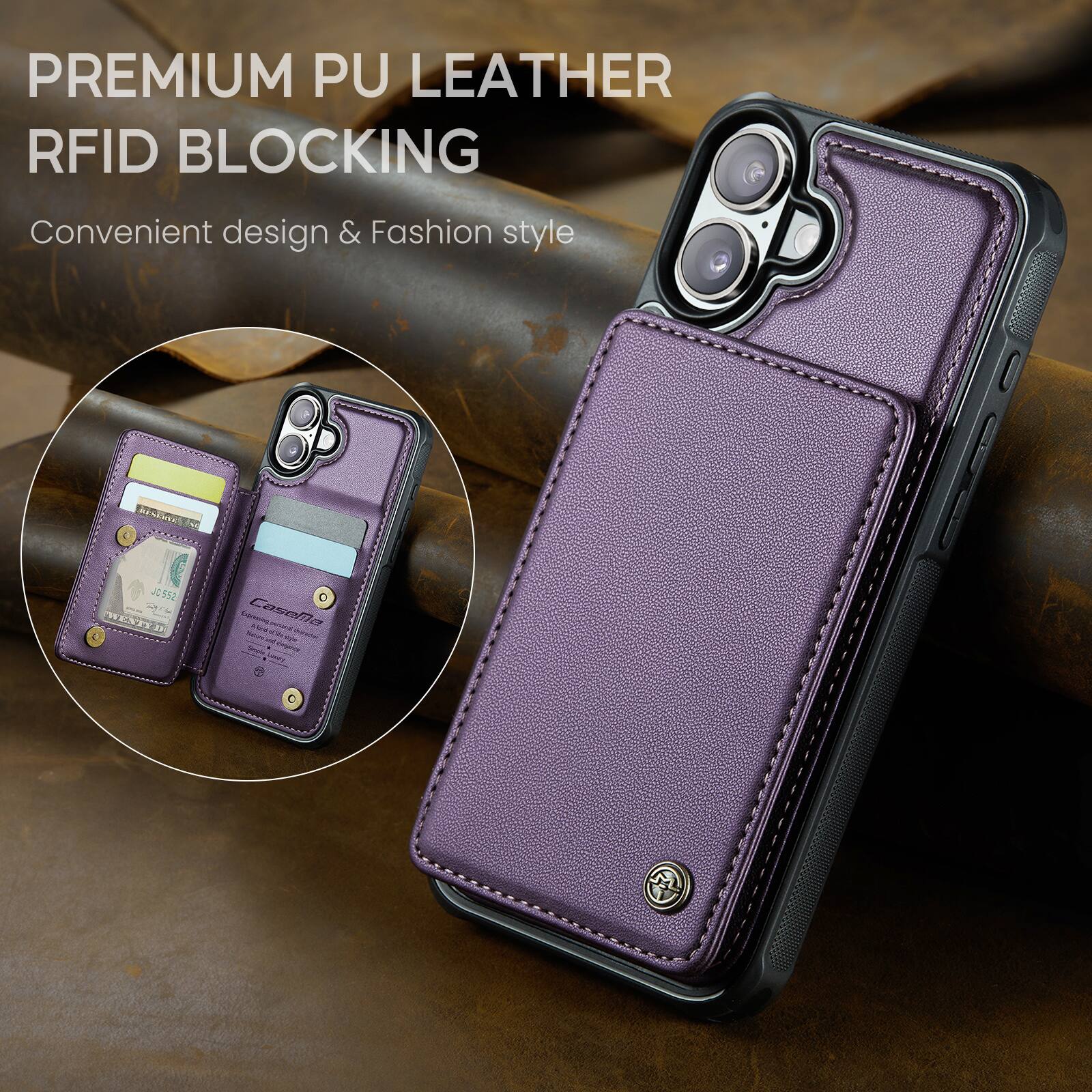 PREMIUM PU LEATHER RFID BLOCKING  
Convenient design & Fashion style