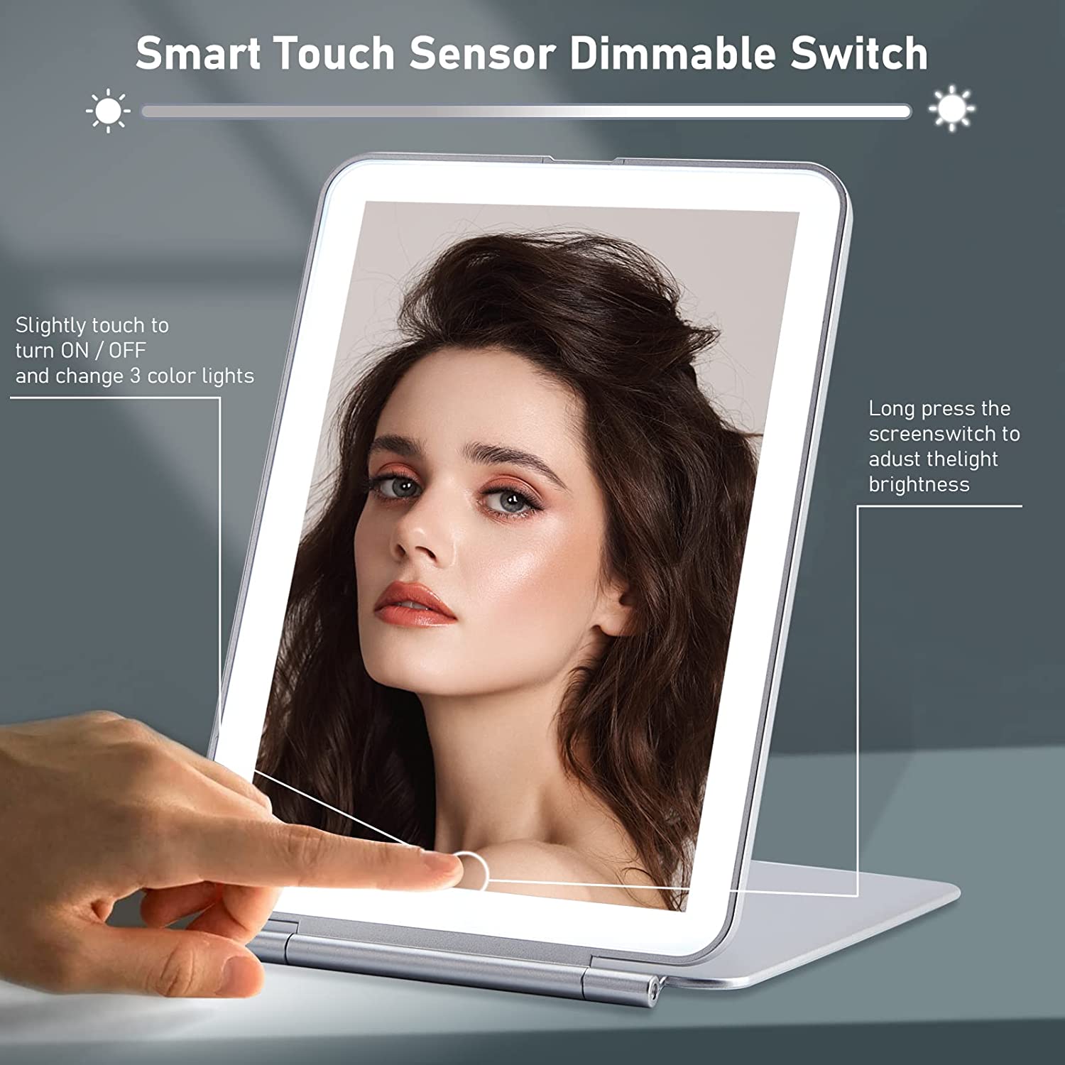 Smart Touch Sensor Dimmable Switch
Slightly touch to turn ON / OFF and change 3 color lights
Long press the screenswitch to adjust the brightness