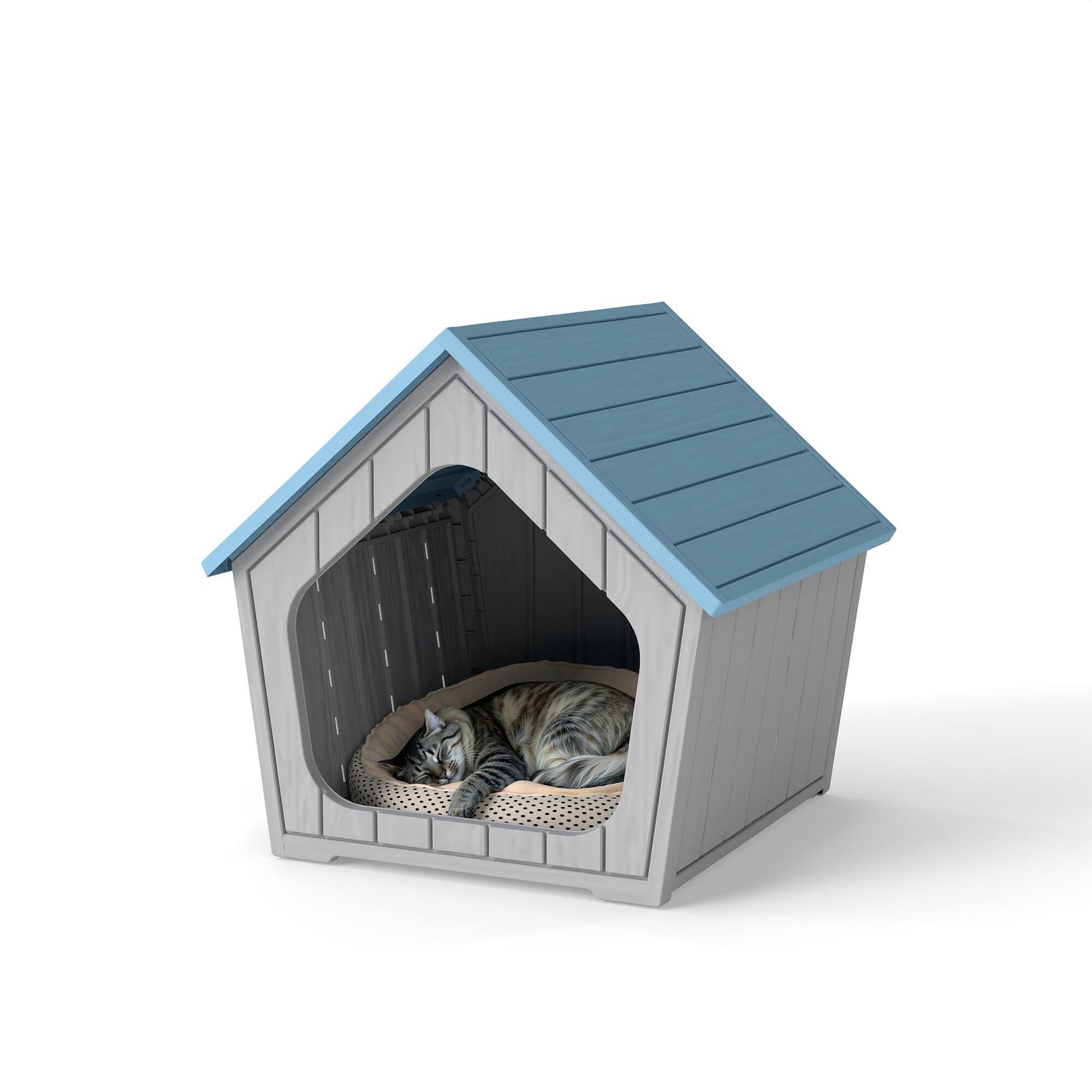 Front. Decksplore - All-Weather Resin Cat Shelter, Outdoor Protective House for Small/Medium/Large Cats, Easy Setup.