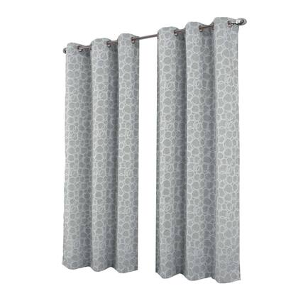 Front. RT Designers Collection - RT Designer Collection Jasper Lurex Jacquard 2 Pack Grommet Curtain Panel 36" x 84" Silver - Silver.