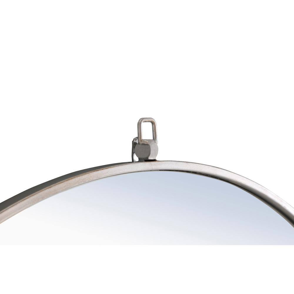 Alt View 4. Elegant Decor - Metal frame Round Mirror with decorative hook 28 inch Silver finish - Silver.