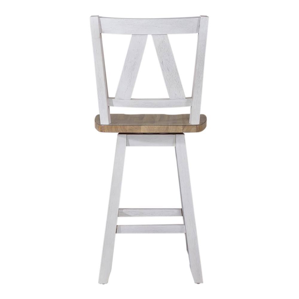 Left. Liberty Furniture Industries - Counter Height Swivel Chair (RTA) - Set of 2 Farmhouse White - White.