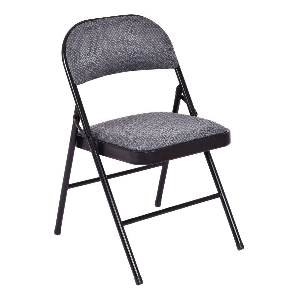 Alt View 5. WELLFOR - 4 Pieces Fabric Upholstered Padded Seat Folding Chairs Set - Black + Gray.