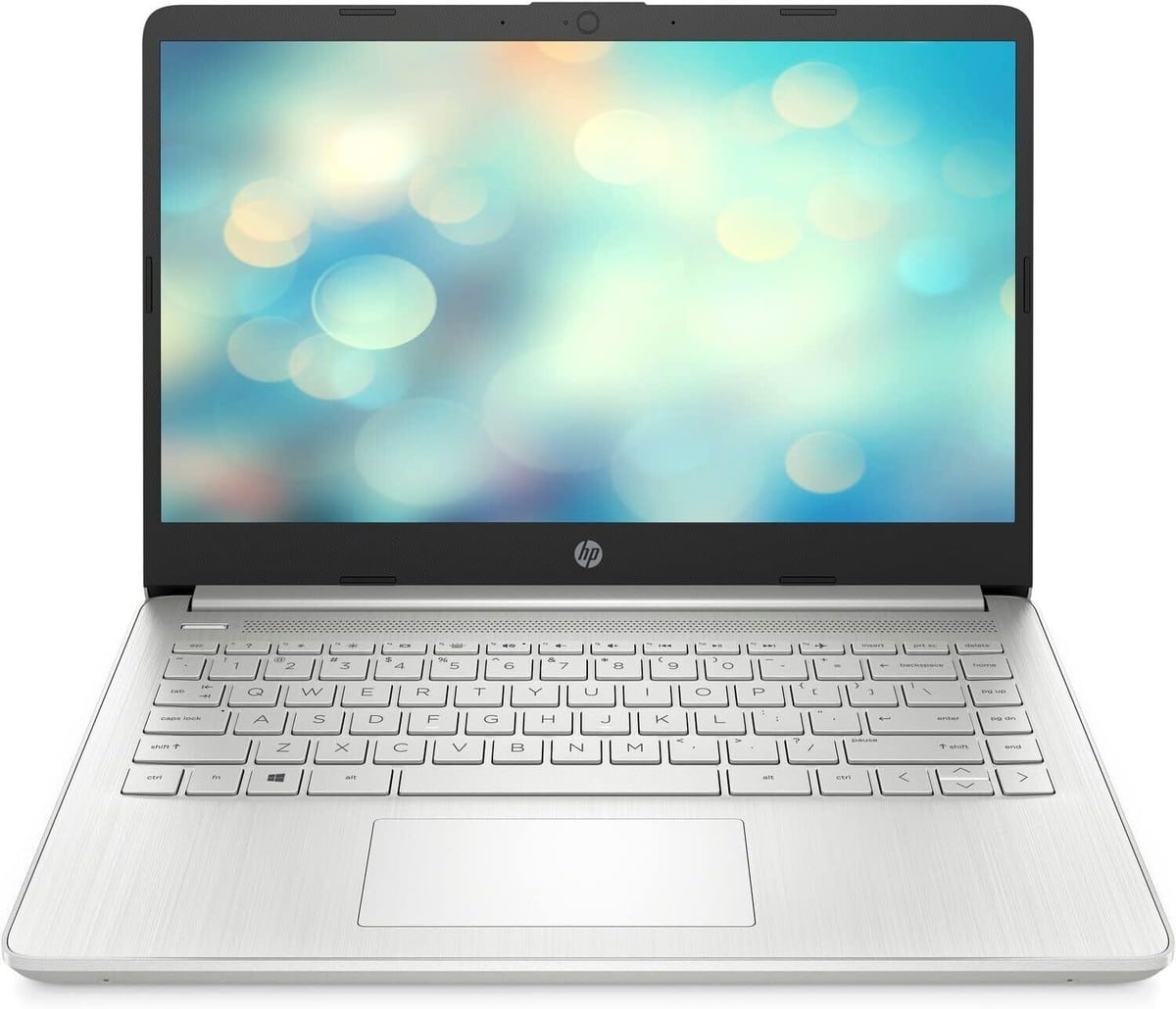 Front. HP - Refurbished HP 14-dq3875nr (Non-Touch) Laptop ( Pentium N6000, 4GB RAM, 64GB eMMC, Windows 11 Home S Mode) - Natural Silver.