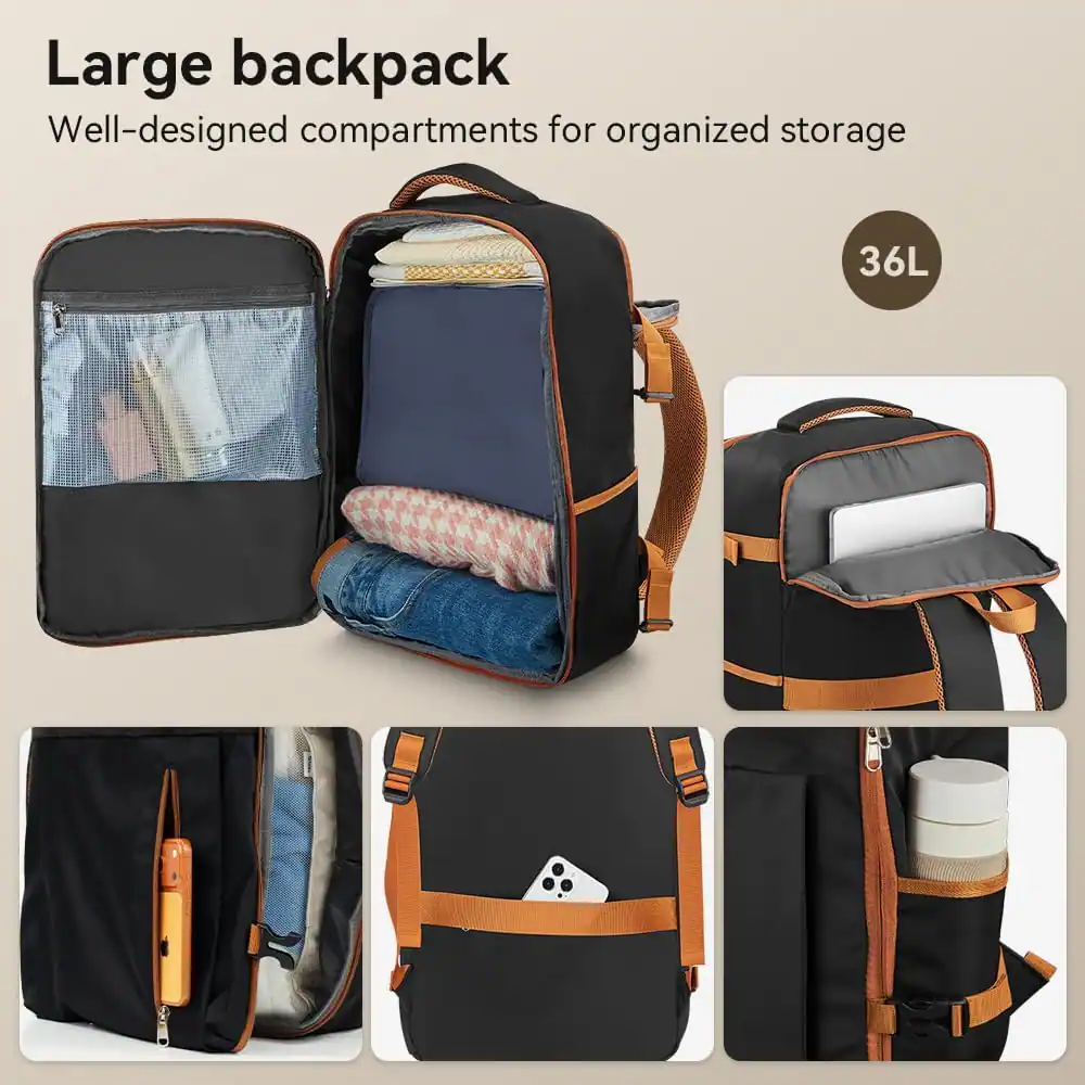 Large backpack  
Well-designed compartments for organized storage  
36L