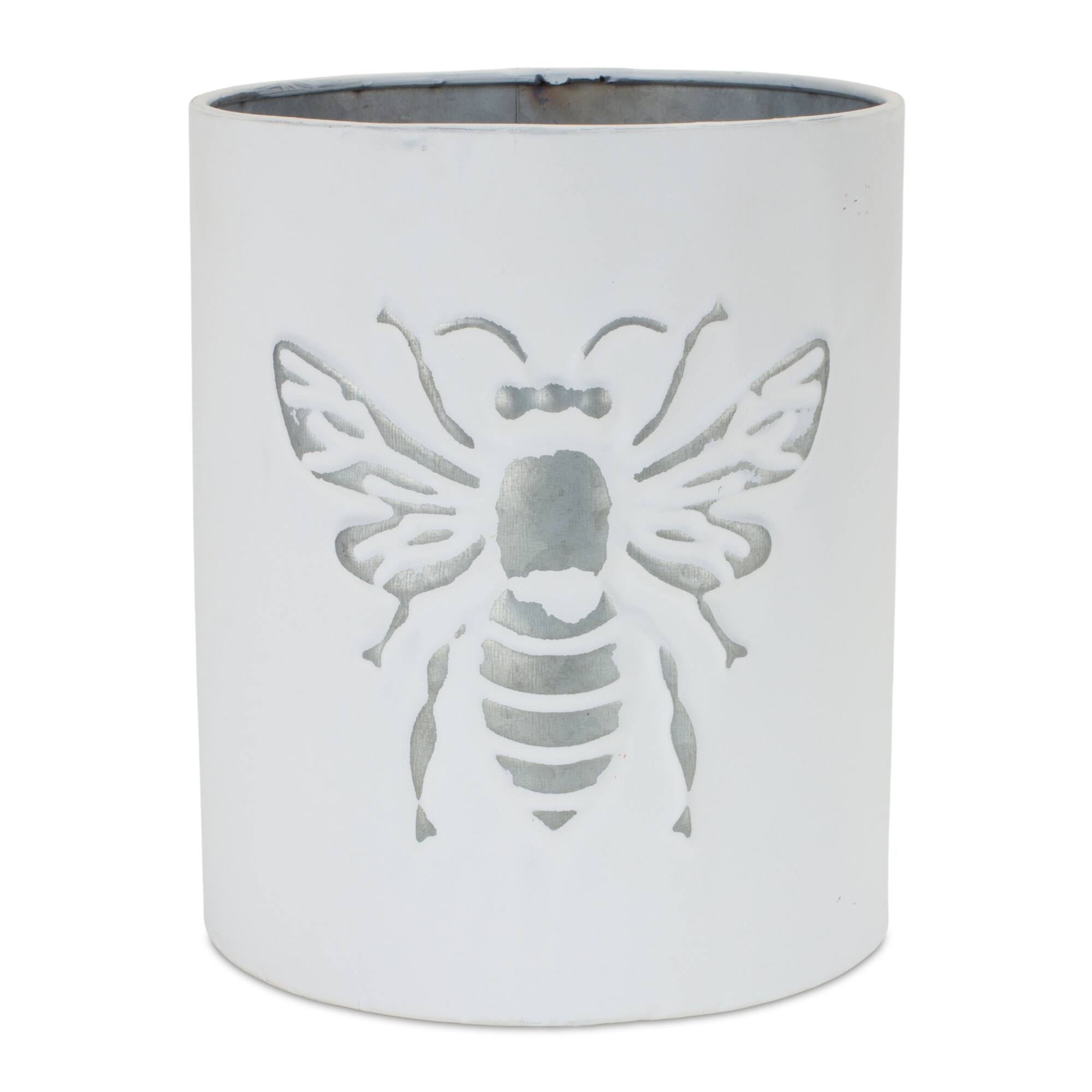 Left. BreeBe - Brushed Metal Insect Pot (Set of 3) - White, Grey.