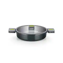 BRA Cookware - Life Ceramic Nonstick Sauté Pan w/Glass Lid, 11 Inch, 3.3 Quart - Black