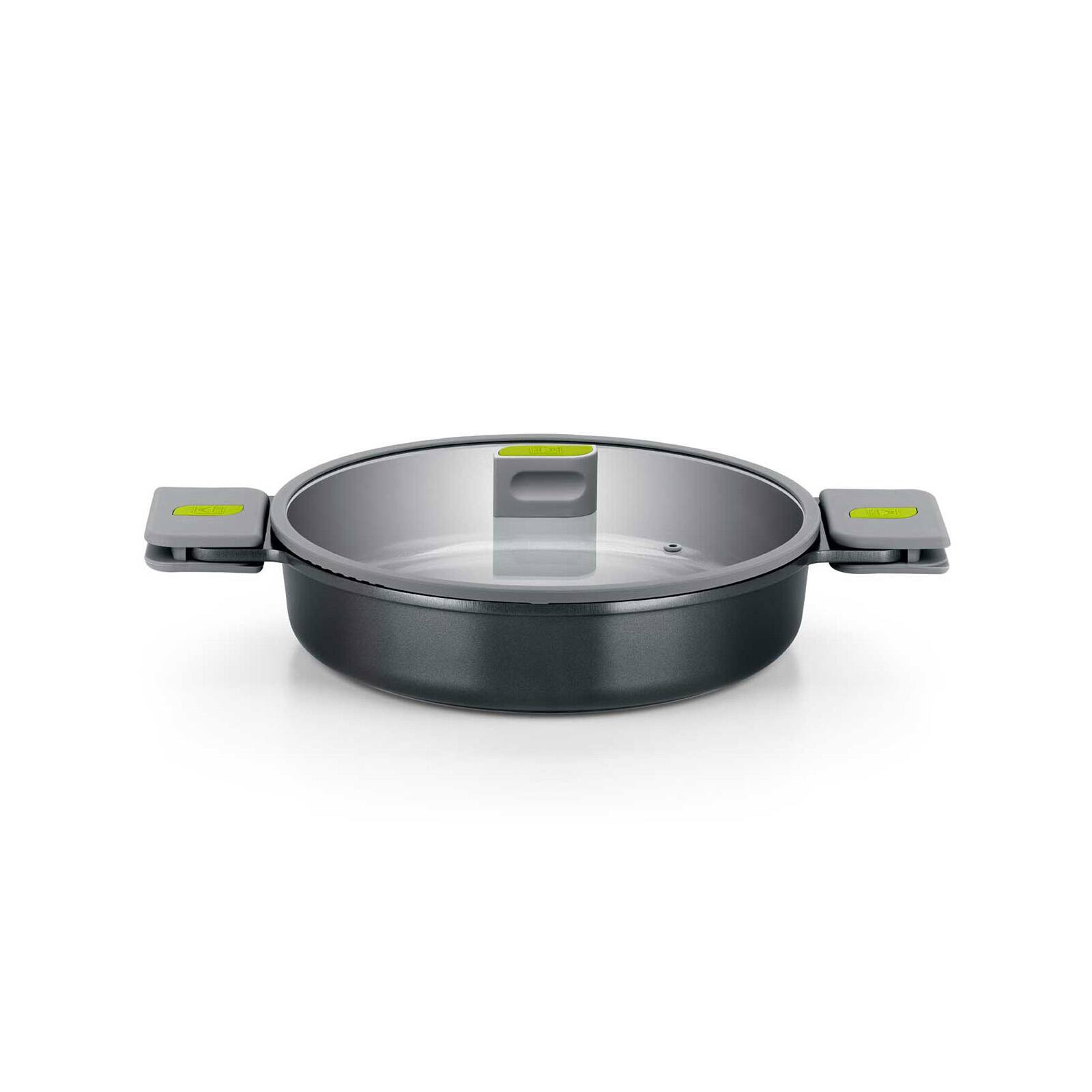 BRA Cookware - Life Ceramic Nonstick Sauté Pan w/Glass Lid, 11 Inch, 3.3 Quart - Black